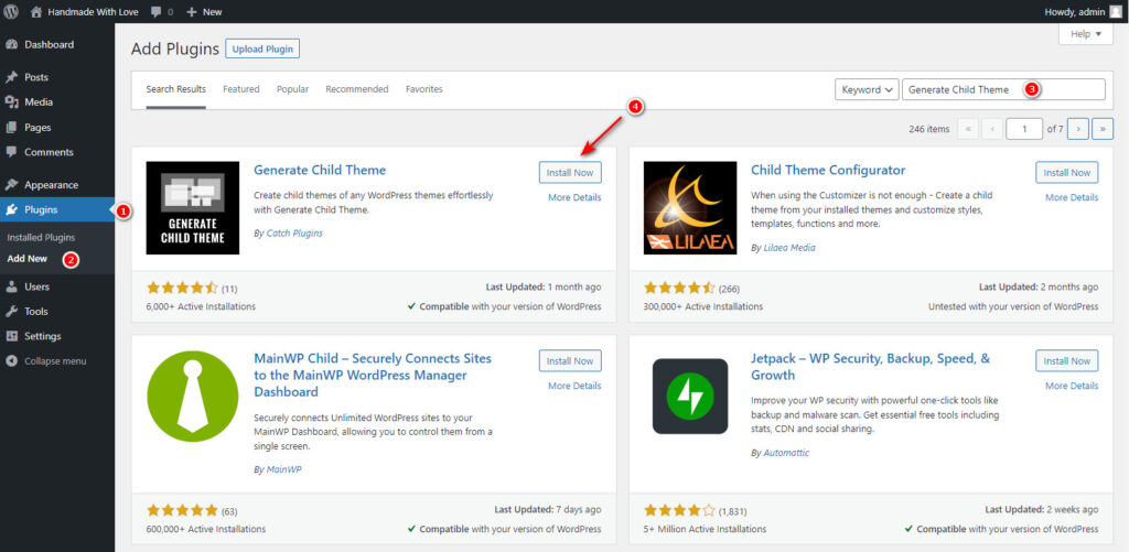chuyen du lieu tu theme wordpress goc sang child theme 1