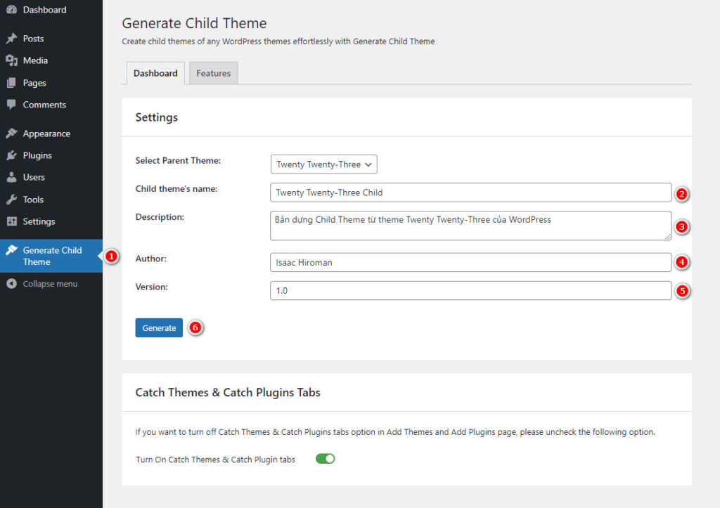 chuyen du lieu tu theme wordpress goc sang child theme 2