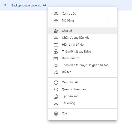 Chia sẻ file Google Drive.