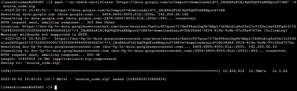 Chạy command wget trực tiếp trên Terminal của Hosting.
