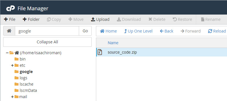 File đã được kéo thẳng về hosting.