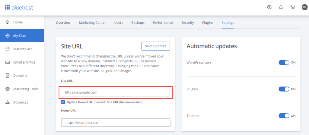 Thay đổi tên miền chính của website WordPress trên hệ thống Bluehost