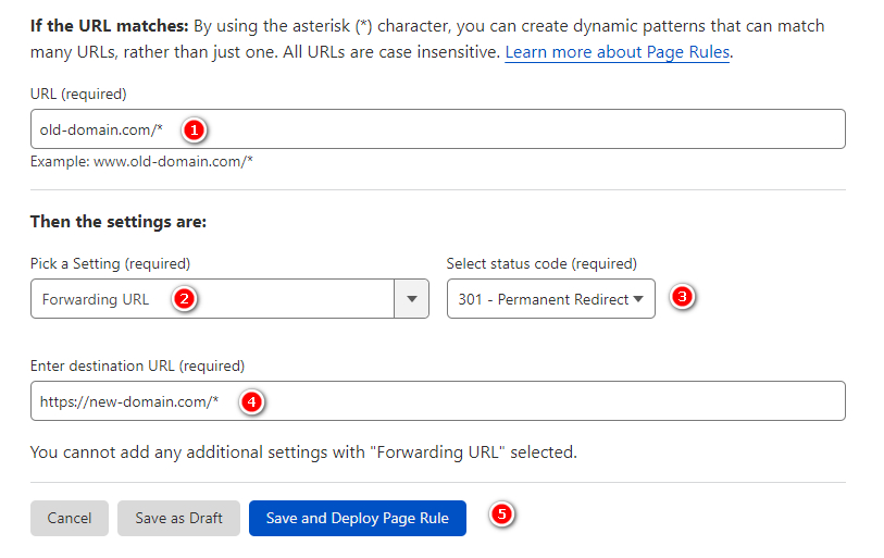 Cấu hình Rule chuyển hướng tên miền trên Cloudflare.com.