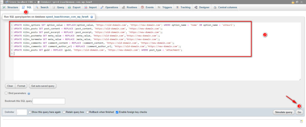 Chèn lệnh SQL vào trong PHPMyadmin