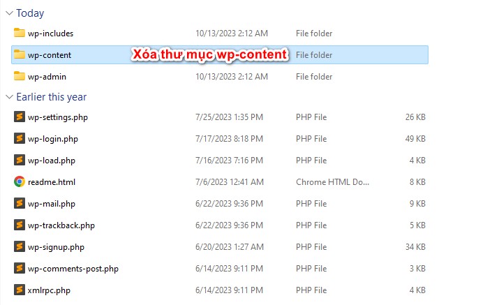 Xóa thư mục wp-content khỏi WordPress Core mặc định