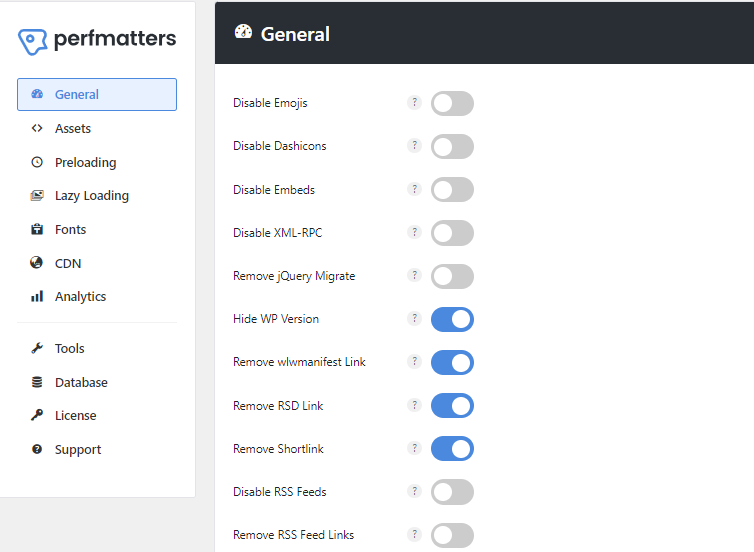 Làm sạch Header thông qua plugin Perfmatters