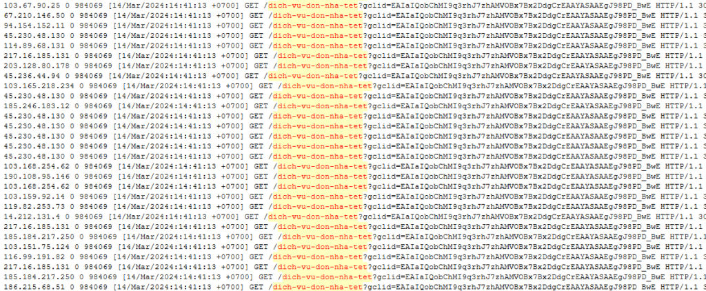 logs ket noi tu quang cao cua google