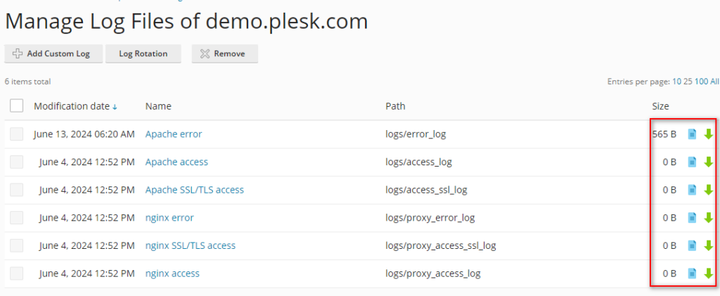 huong dan bat che do nen file logs tren plesk 5