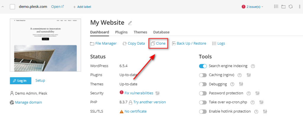 huong dan nhan ban du lieu wordpress thong qua wordpress toolkit 3