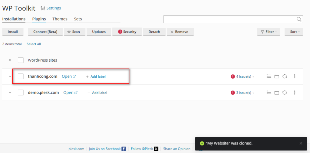 huong dan nhan ban du lieu wordpress thong qua wordpress toolkit 6