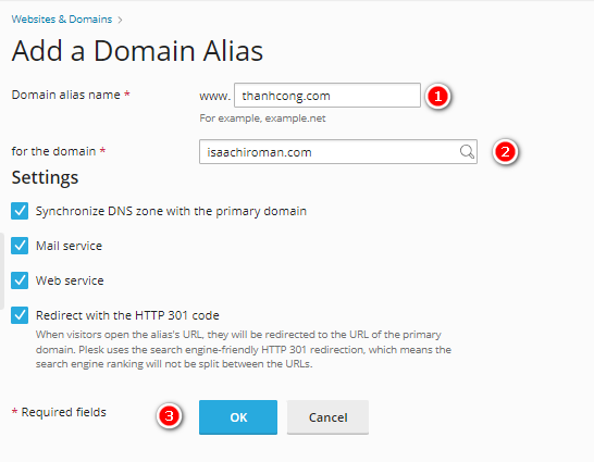 huong dan cau hinh alias domain tren plesk 3