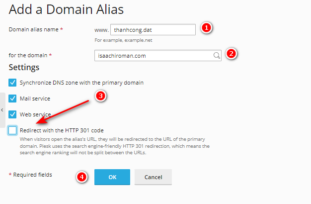 huong dan cau hinh alias domain tren plesk 5