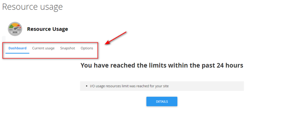 Giao diện Resource Usage.